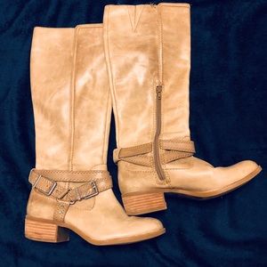 Tan leather boots